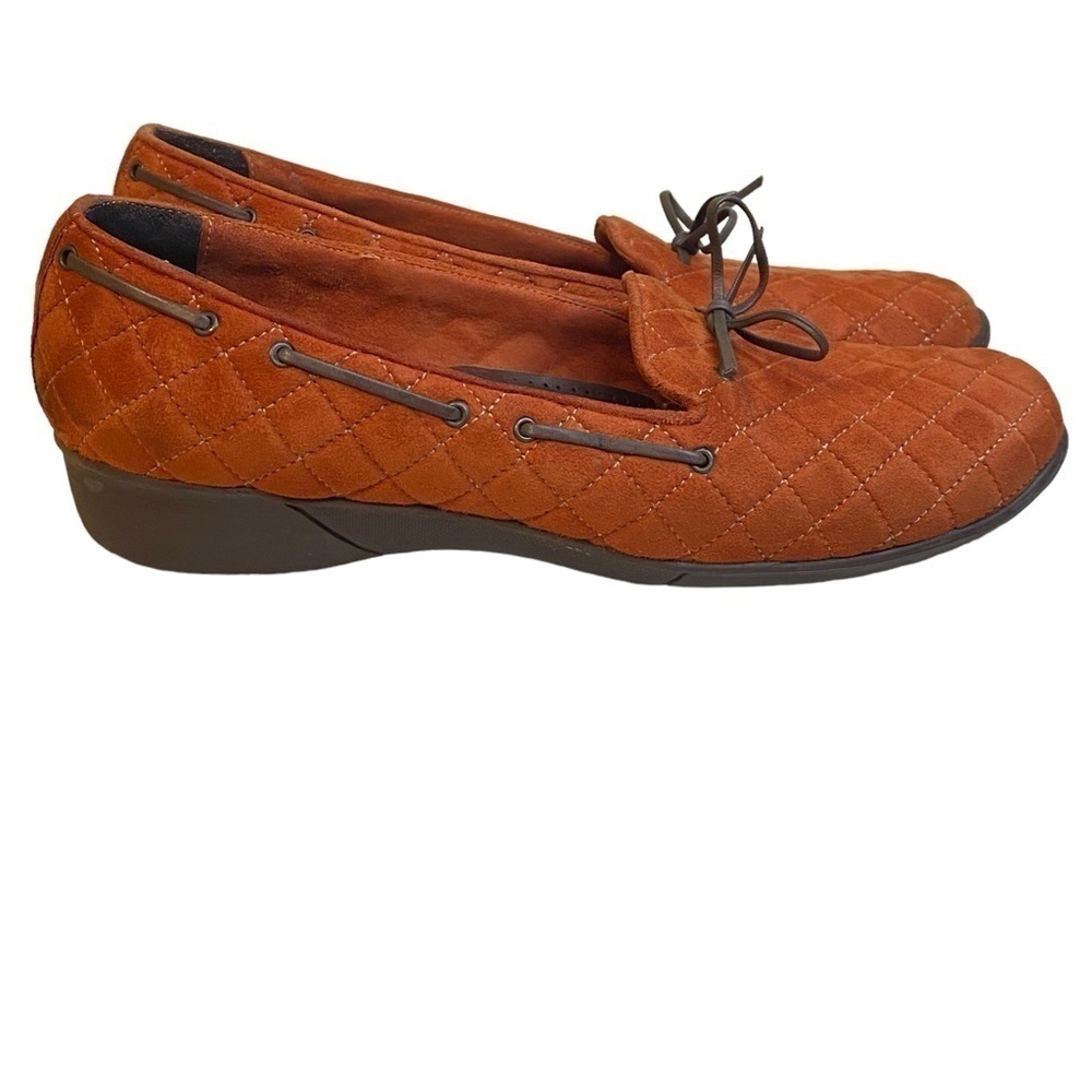 Eric Javits New York Orange Suede pillow Quilt Loafers Women’s Size 8